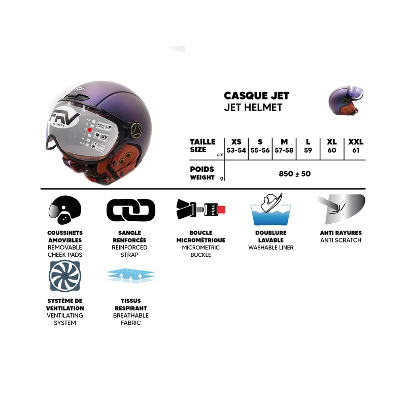 Casque JET bleu mat caméléon