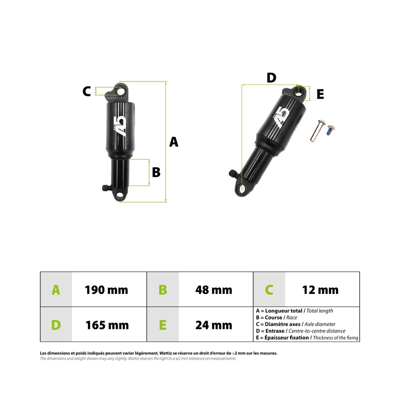Amortisseur EXA Form A5 RR1 165mm