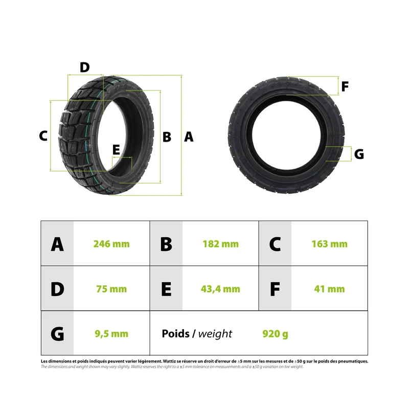 Pneu 10x2.75-6.5 Run Flat Urbanglide E-cross
