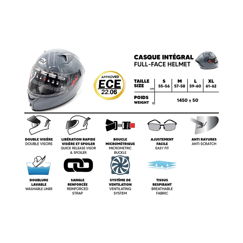 Casque intégral gris