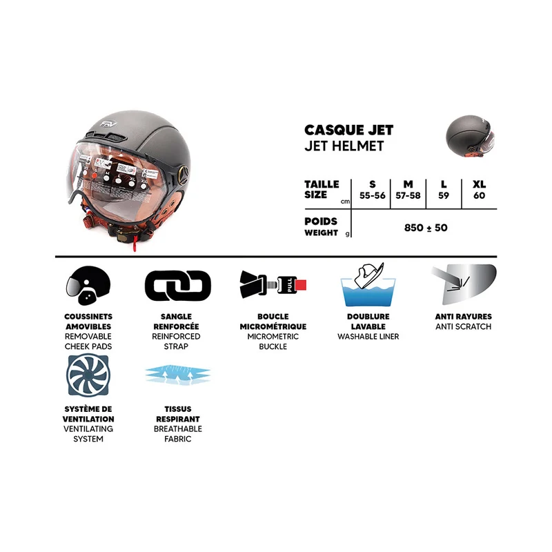 Casque JET Gris graphite Mat