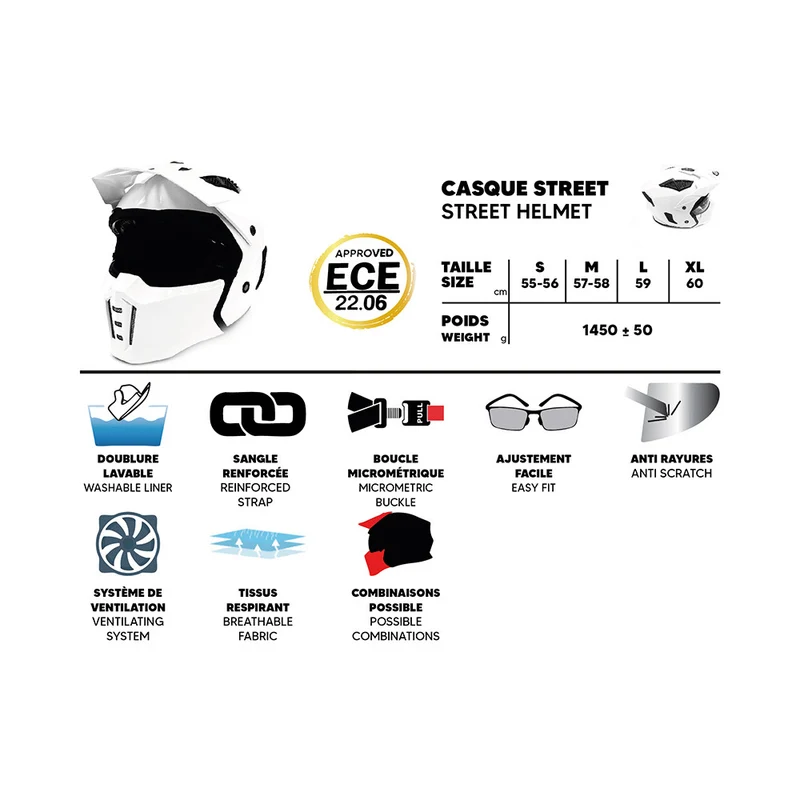 Casque street Trooper (taille S à XL) - blanc
