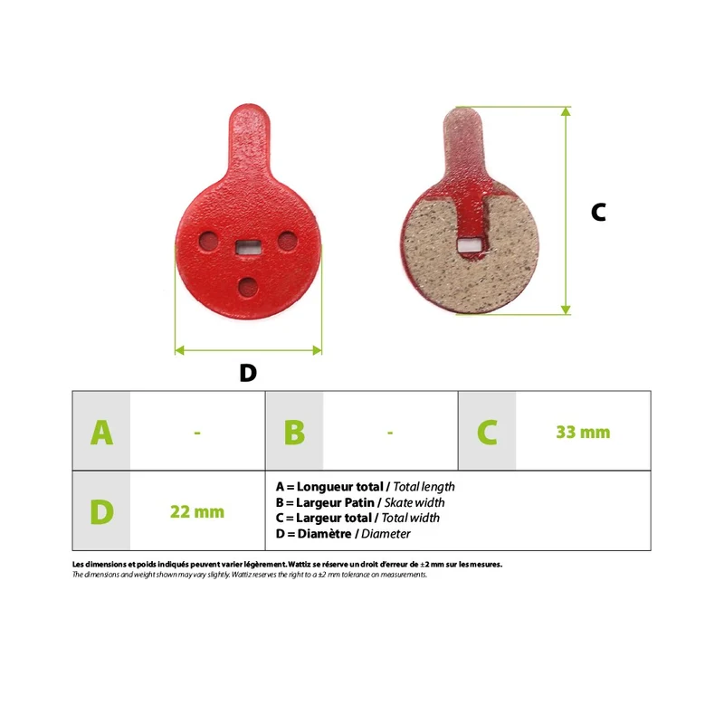 Plaquettes de frein Dualtron Togo Ltd Kukirin G2Pro /G2 Max Hitway H5 Urbanglide AllRoad