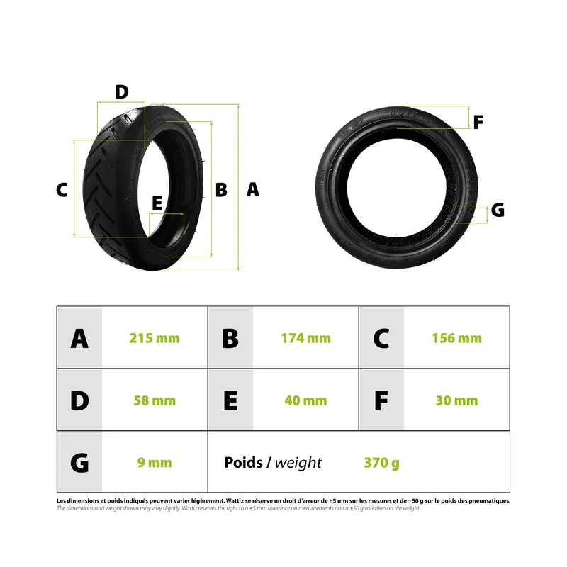 Pneu 8.5x2-6.1 tubetype Xiaomi/Wanda