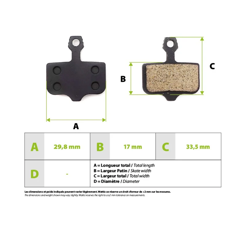 Plaquettes de freins Zero 10x 11x Vsett 10+ Storm Thunder Sram Avid semi-metallique