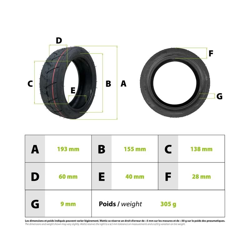 Pneu 8.5x2.0-5.5 tubetype CST/ Inokim Light 2