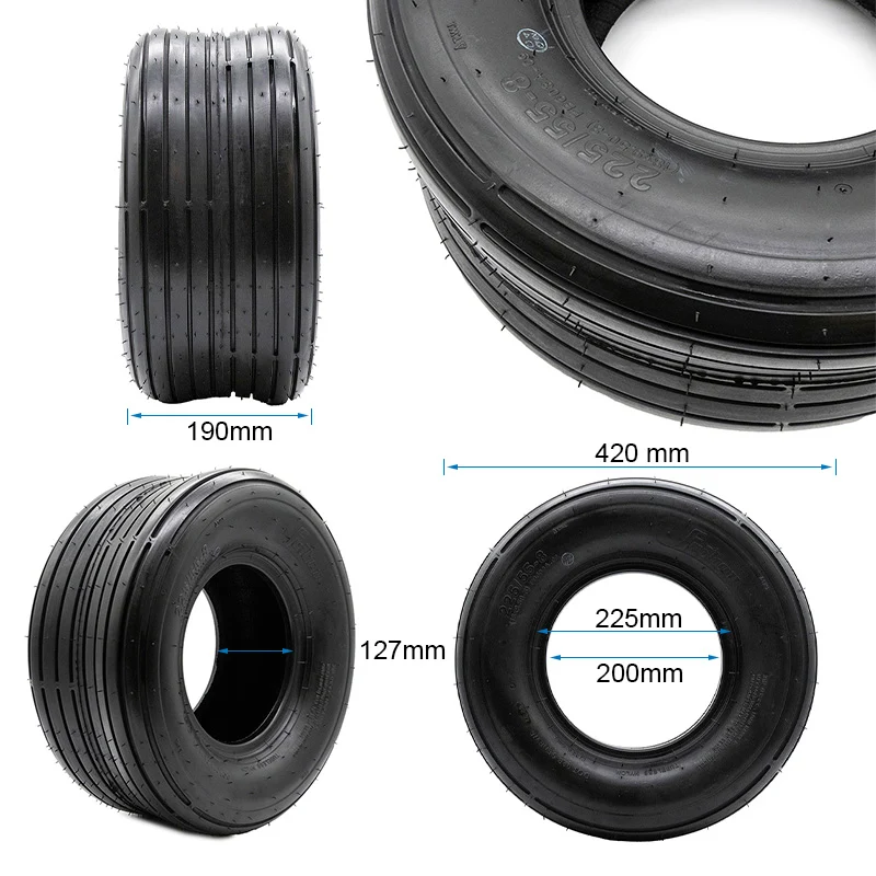 Pneu tubeless 18x9 5-8 / 225/55-8 lisse [Feiben]