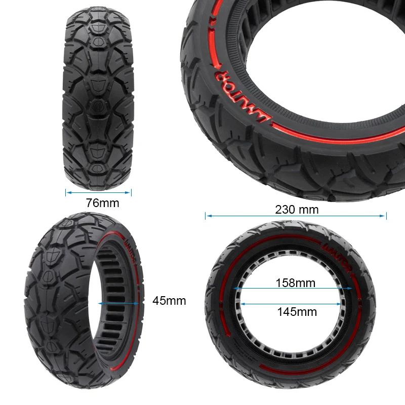 Pneu plein 10×3,0/255×80 (80/65-6) rouge [Amitor]