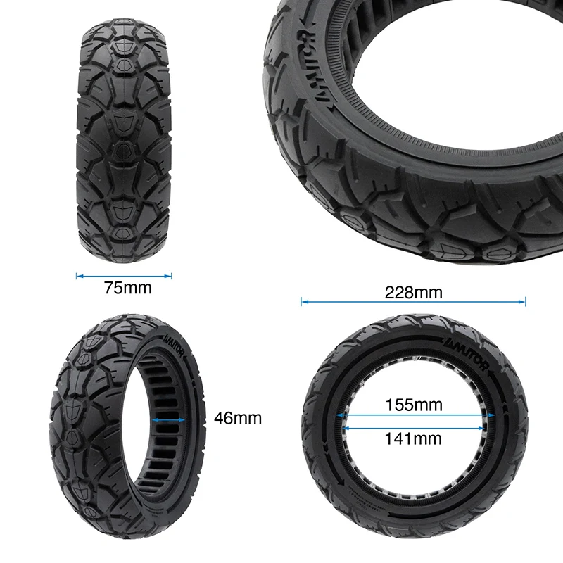 Pneu plein 10×3,0/255×80 (80/65-6) noir [Amitor]