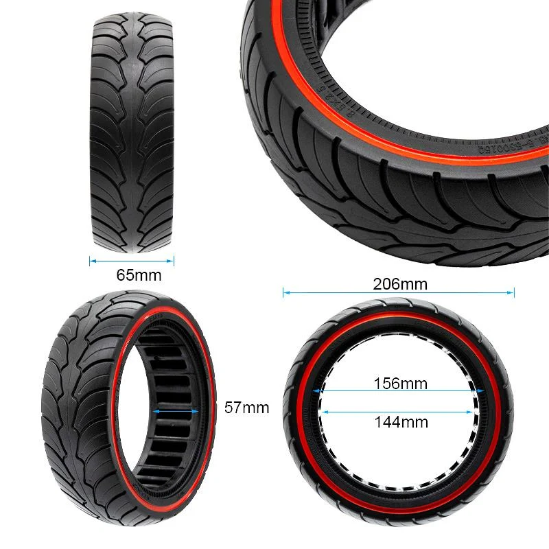 Pneu plein ultraléger 8x2,5-6,1/B58 - ligne rouge (compatible avec Dualtron Mini) [Ewheel]