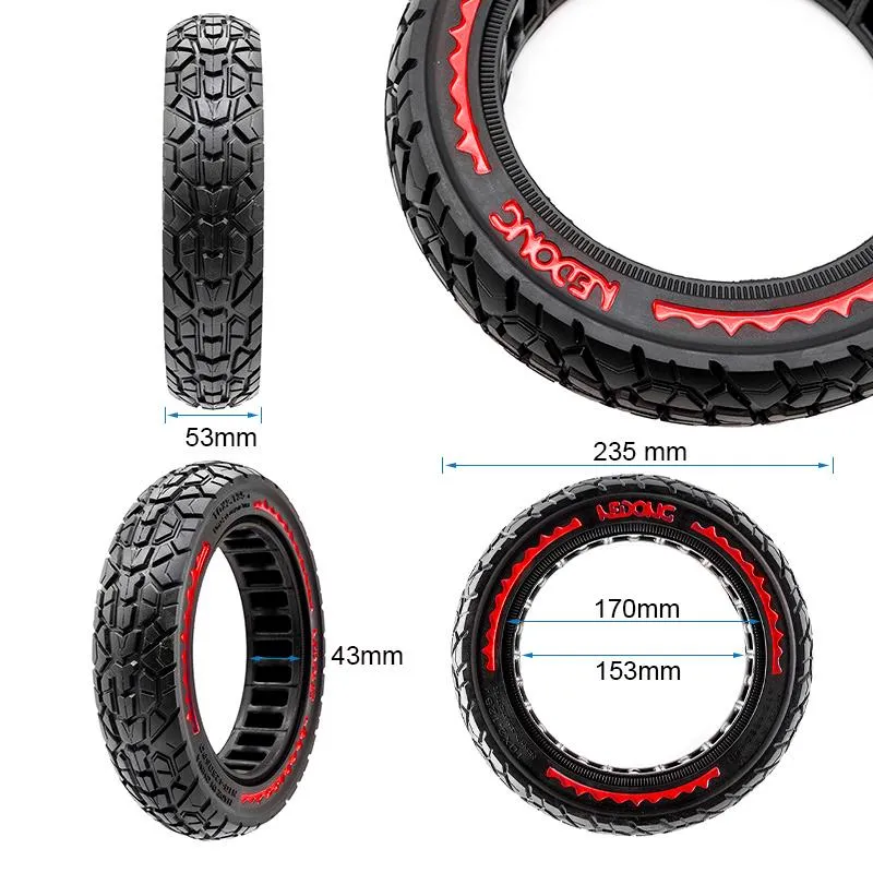 Pneu plein ultraléger Offroad 10x2,125-6,5/B44 - rouge