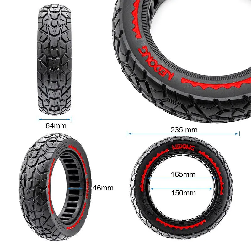Pneu plein ultraléger Offroad 10x2,5/B44 - rouge [Nedong]