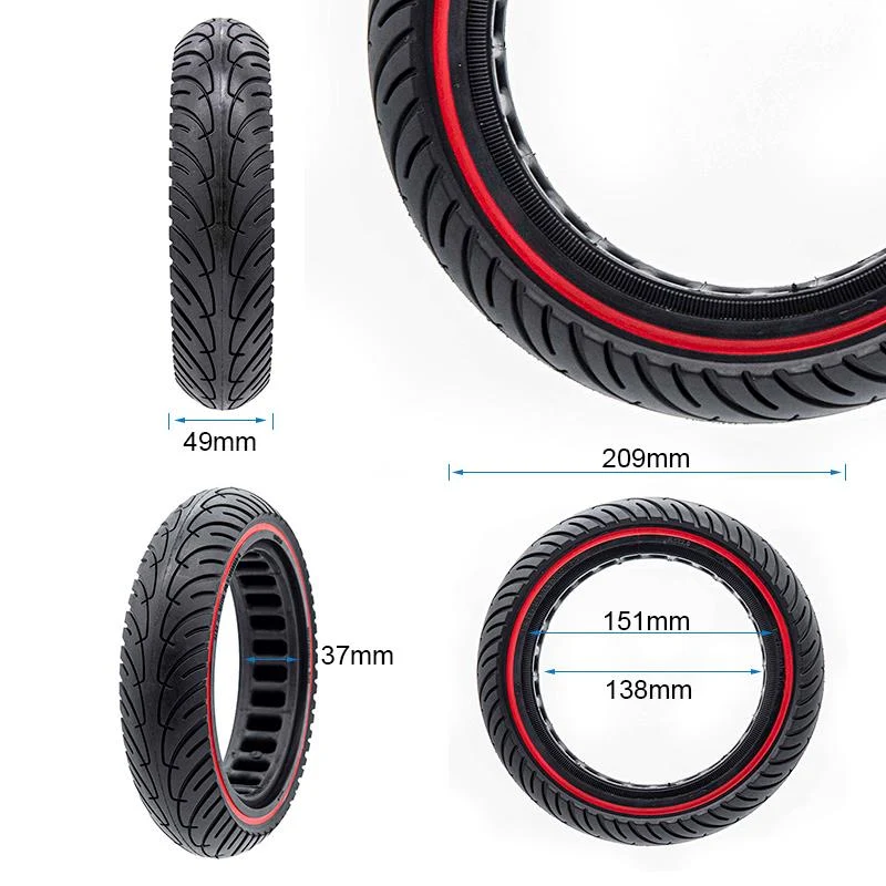 Pneu plein ultraléger 8,5x2-6,1/B34 - ligne rouge [Nedong] 9M