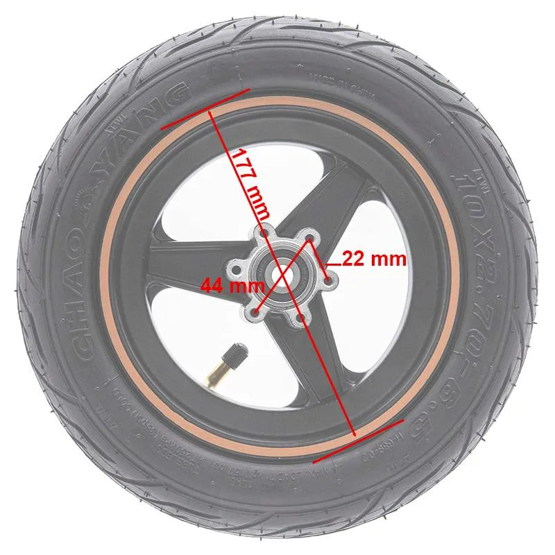 Jante 6,5/B47mm marron avec pneu 10" pour Smartgyro Speedway & Rockway