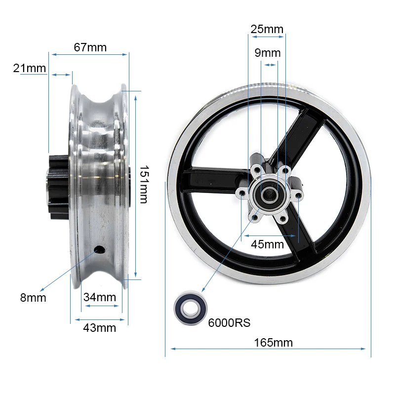 Jante 6/B34mm pour Kugoo kirin M4