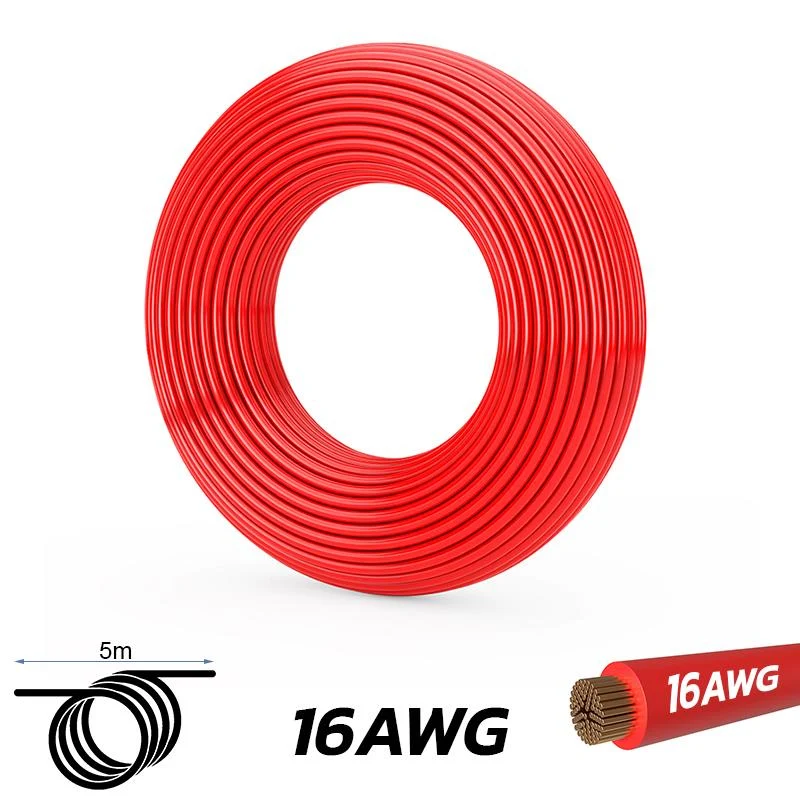 Câble rouge 16 AWG - 5M