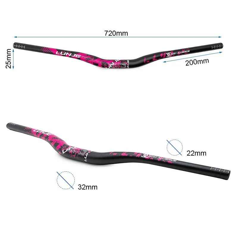 Guidon de 720mm avec élévation 25mm noir-rose