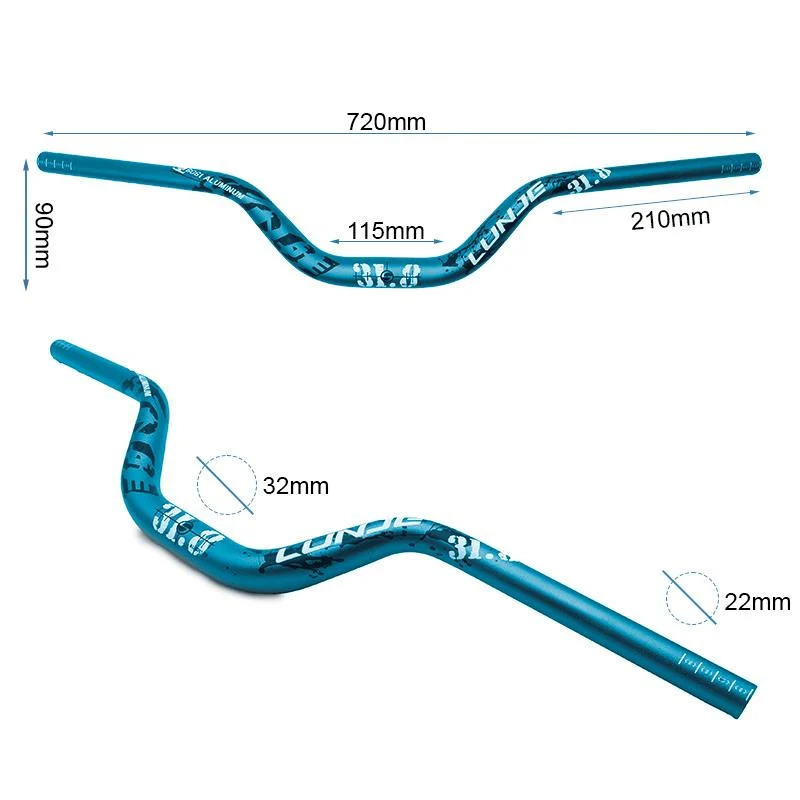 Guidon de 720mm avec élévation 90mm bleu