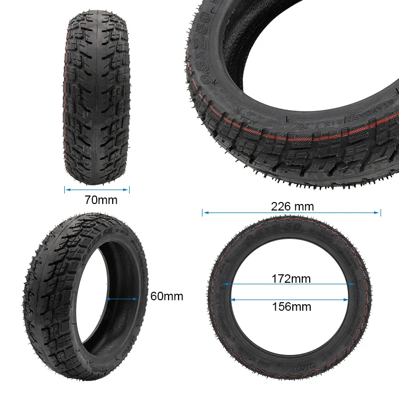 Pneu tubeless off-road 9,5×2,50 avec valve