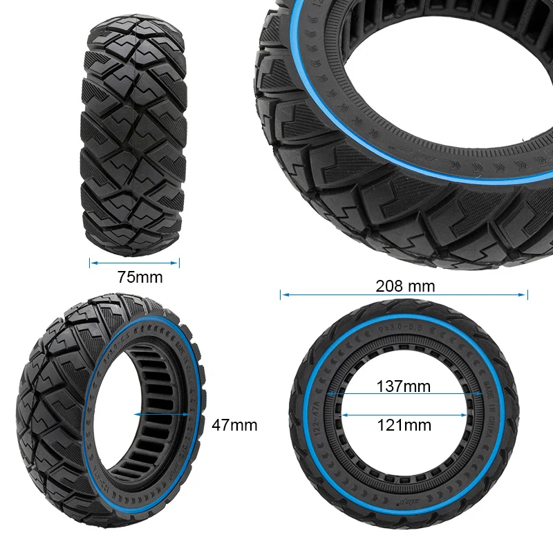 Pneu plein off-road 9x3-5,5 bleu