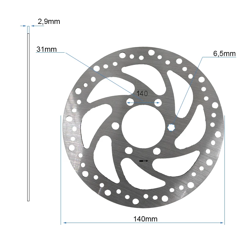 Disque de frein R6,2 140mm 6H argent - 48mm avec epaisseur 2,9mm