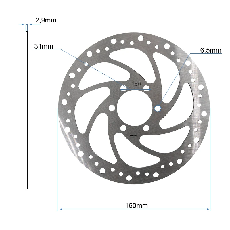 Disque de frein R6 160mm 6H argent - 48mm avec épaisseur 2,9mm