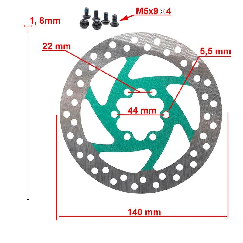 Disque de frein 140mm 6H vert