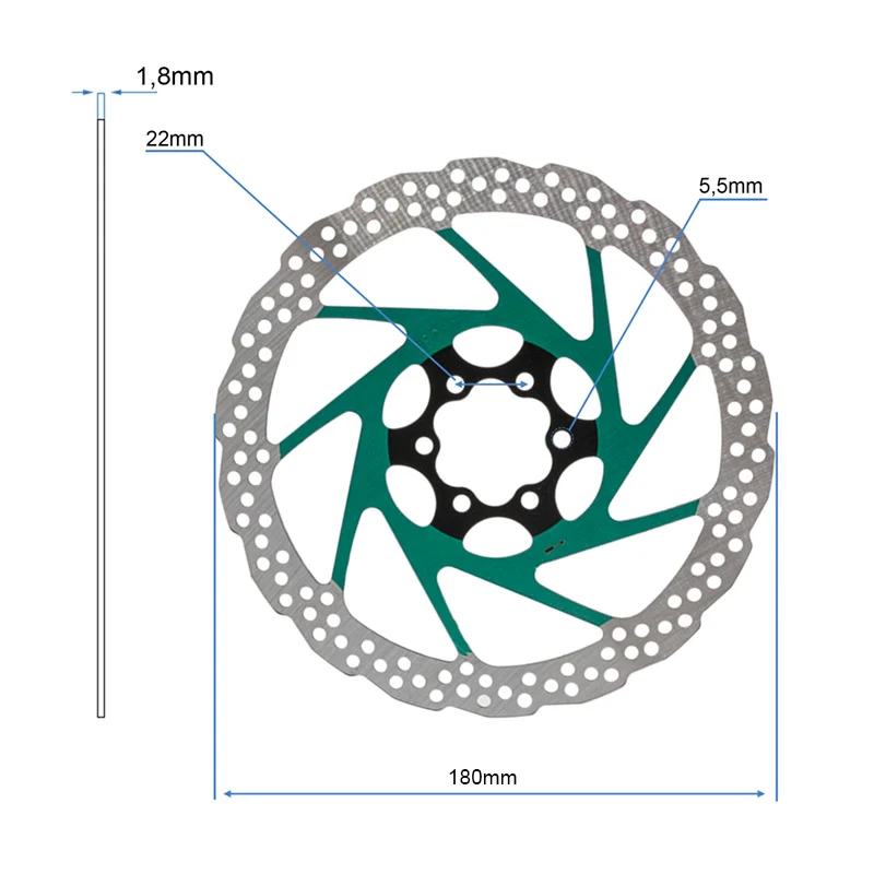Disque de frein V2 6H 180mm Vert