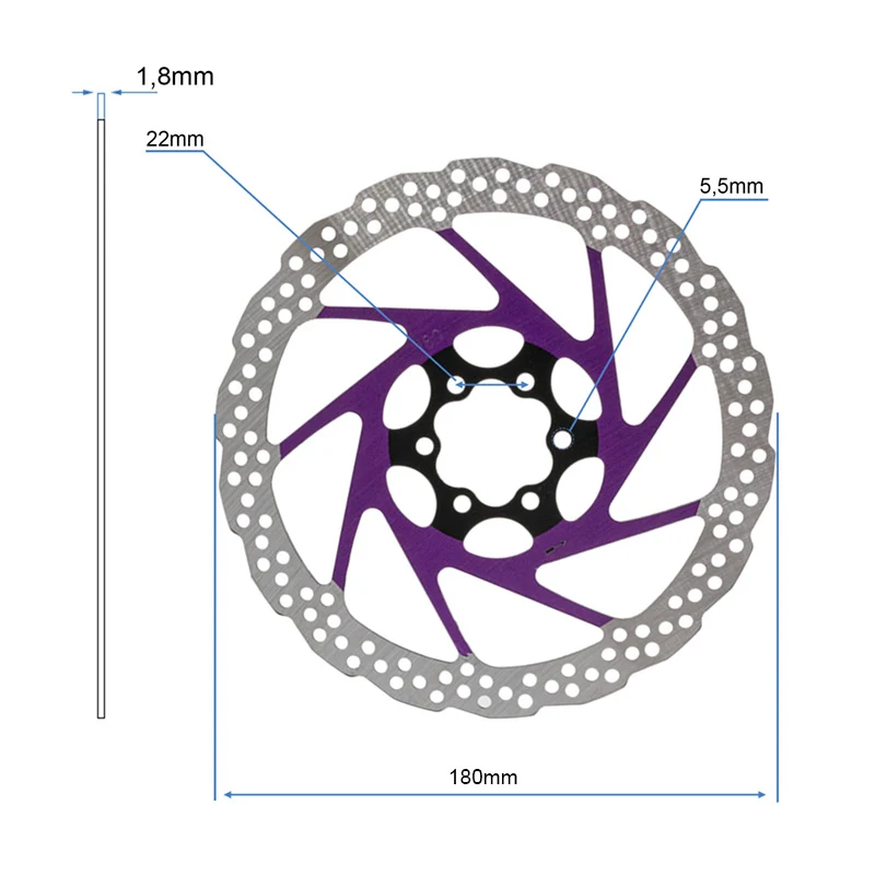 Disque de frein V2 6H 180mm Violet