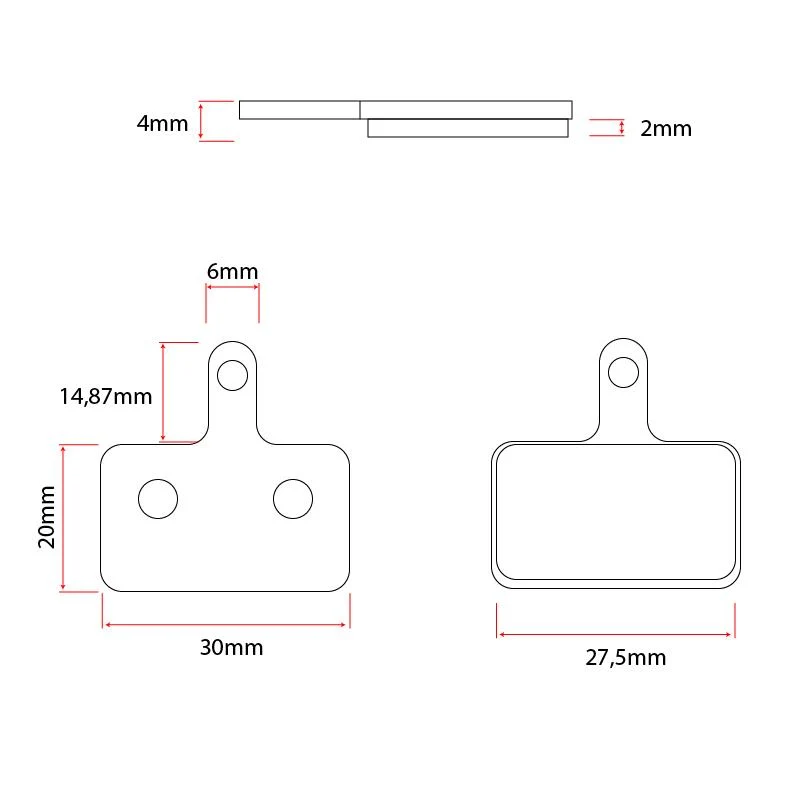 Plaquette de frein RT004-R en résine rectangulaire avec ergot - 20pcs