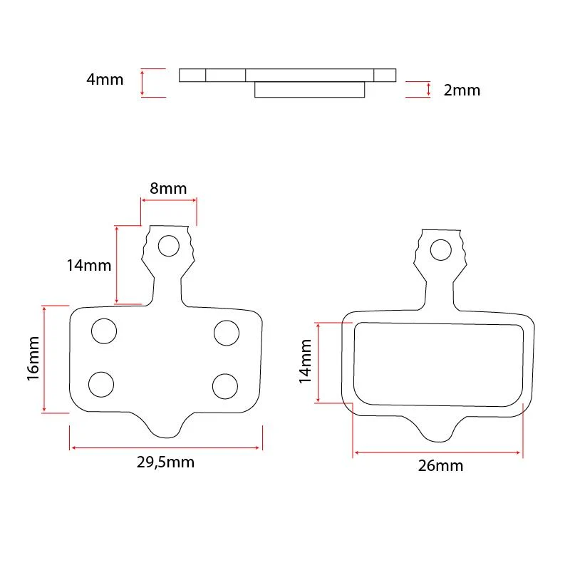 Plaquette de frein RT002-R en résine rectangulaire - 20pcs