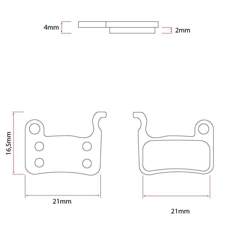 Plaquette de frein RS001-R en résine rectangulaire pour étrier de frein xtech - 20pcs
