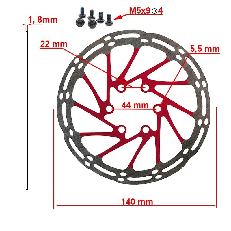 Disque de frein EWD002 140mm 6H rouge