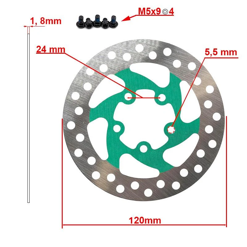 Disque de frein 120mm 5H vert