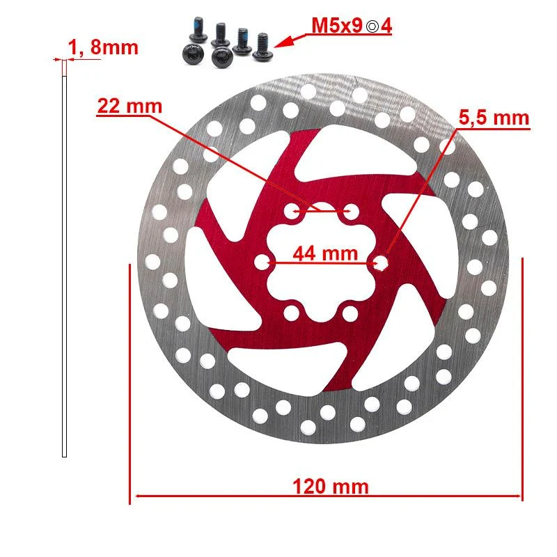 Disque de frein 120mm 6H rouge