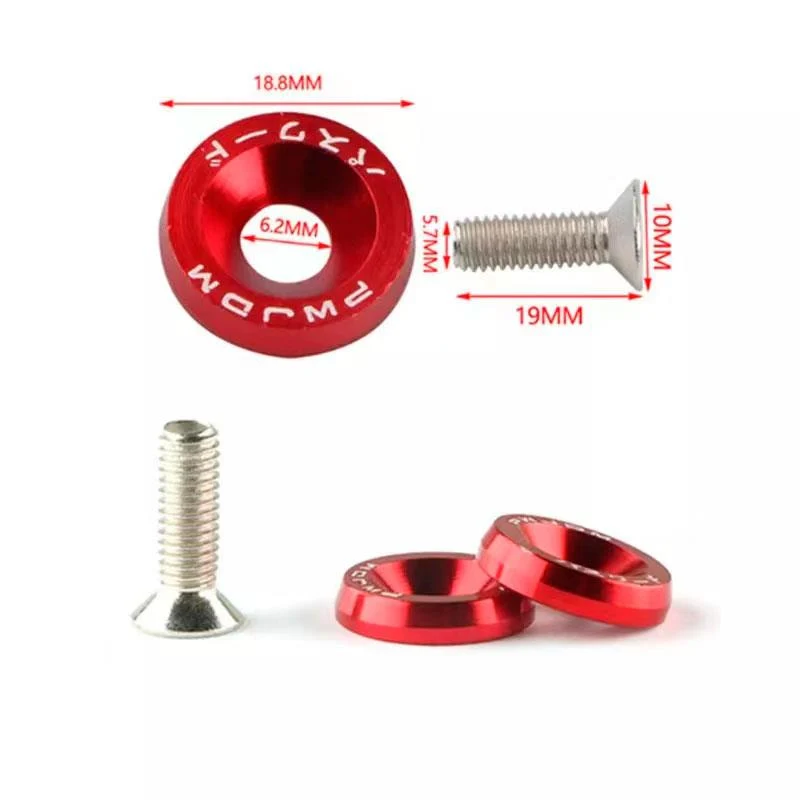 Rondelle JDM rouge avec vis M6x16 - 10pcs