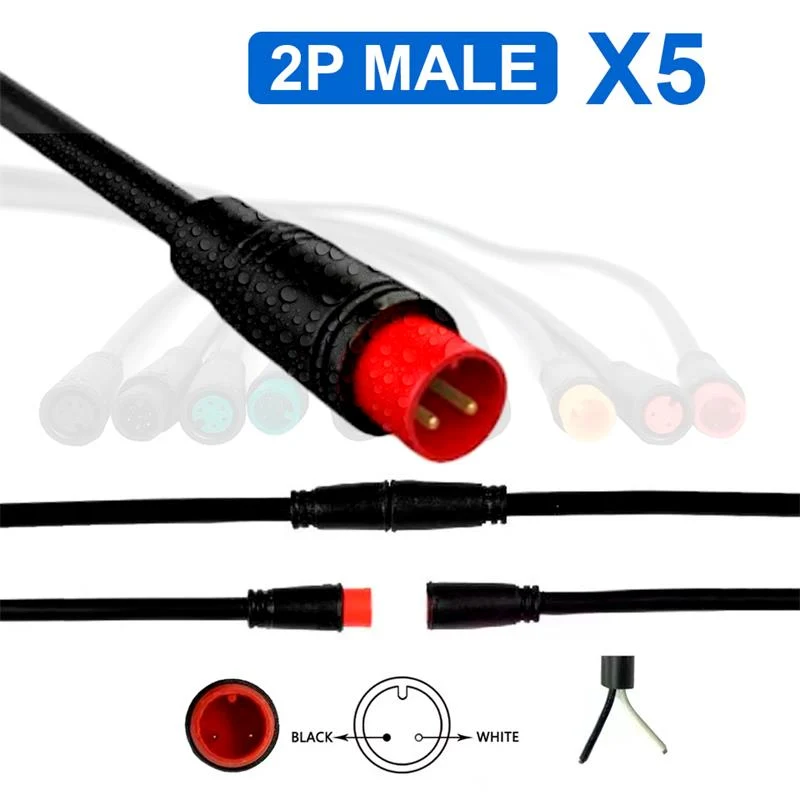 Connecteur étanche 8mm 2 broches - 5M