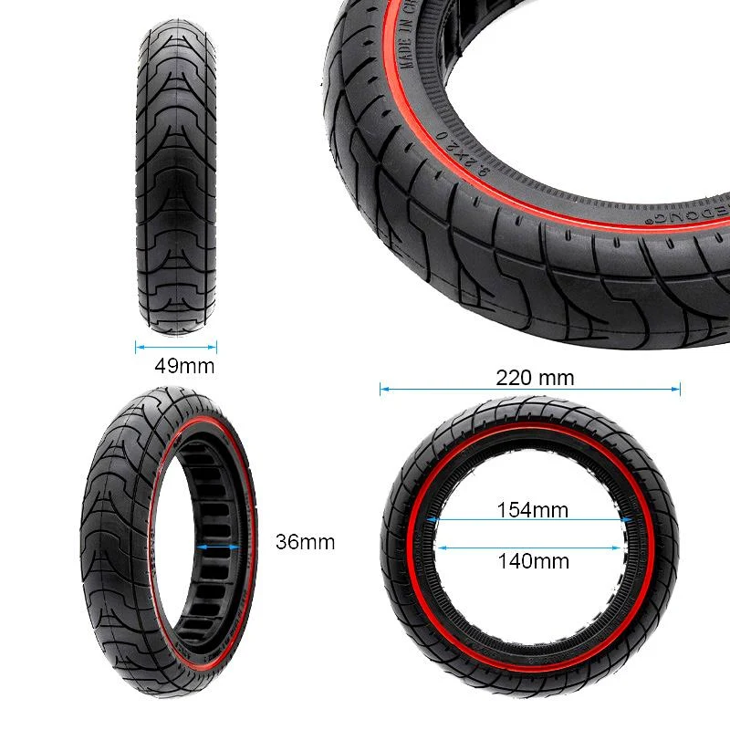 Pneu plein ultraléger 9,2x2-6,1/B34 - ligne rouge [Ewheel]