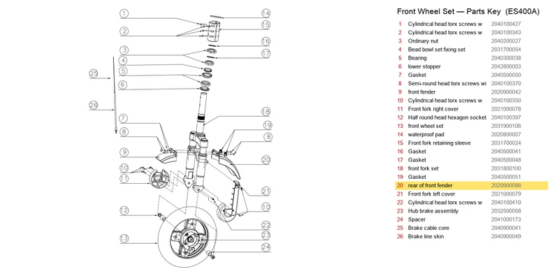 OKAI ES400A Rear of Front Fender (ES400D × 142.8 × 94.6)