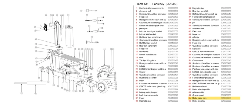 OKAI ES400 Brake Cable Core