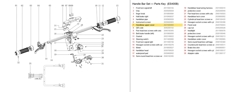 ES400A/B UPPER HANDLEBAR COVER FULL