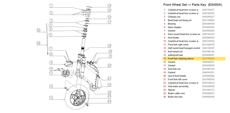 ES400A/B UPPER FRONT FORK SLEEVE