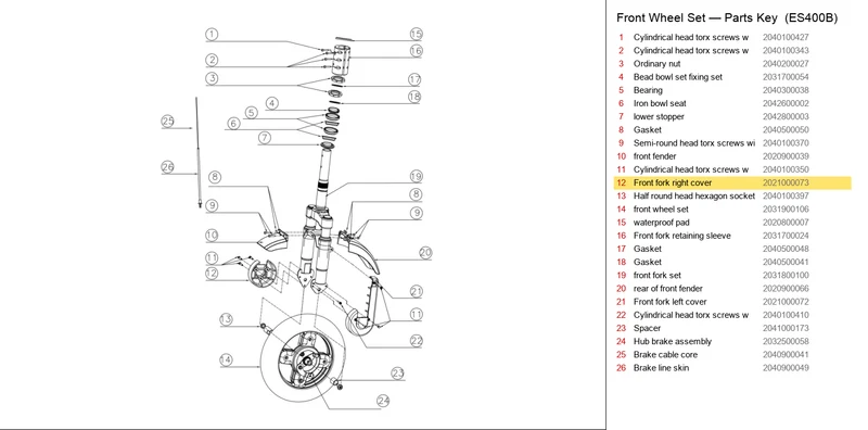 Okai ES400 FRONT FORK COVER