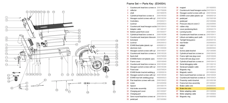 ES400A REAR BRAKE CABLE HOUSING