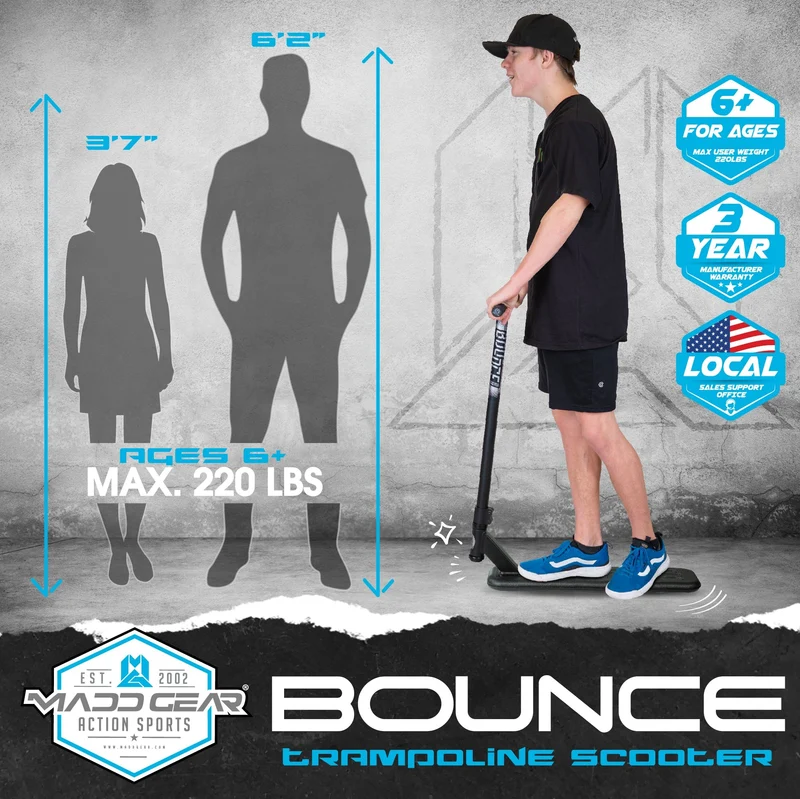 MG Bounce Trampoline Pro Stunt Scooter - Black