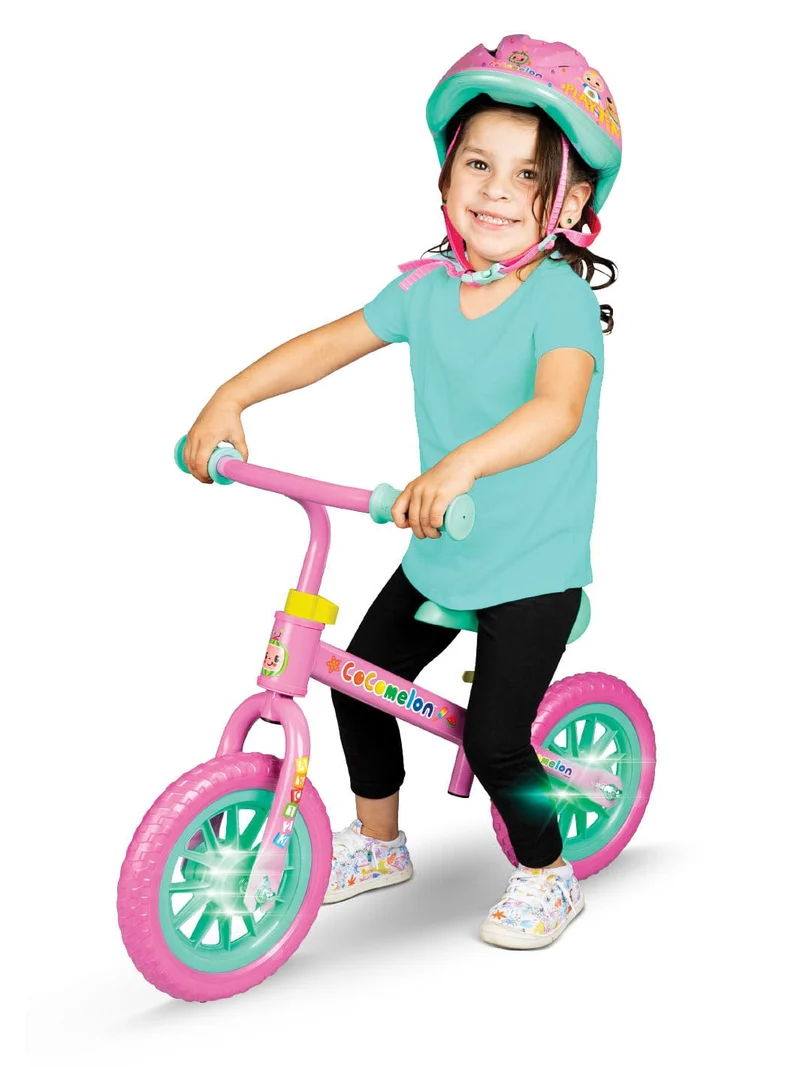 Cocomelon Beginner Balance Bike & Helmet - Pink