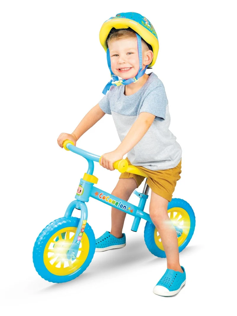 Cocomelon Beginner Balance Bike & Helmet - Blue