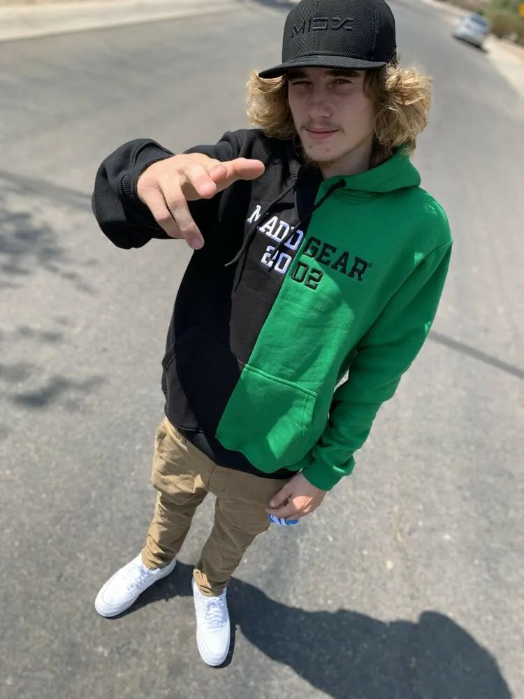 MG SPLIT HOODIE - BLACK GREEN