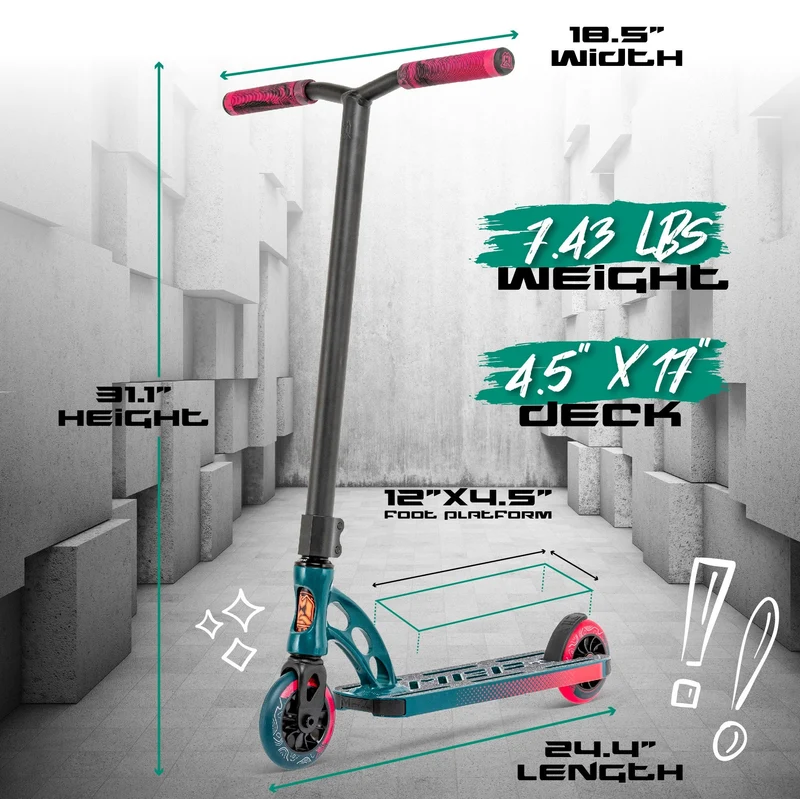 MGP Origin 5” Shredder Stunt Scooter - Teal Pink