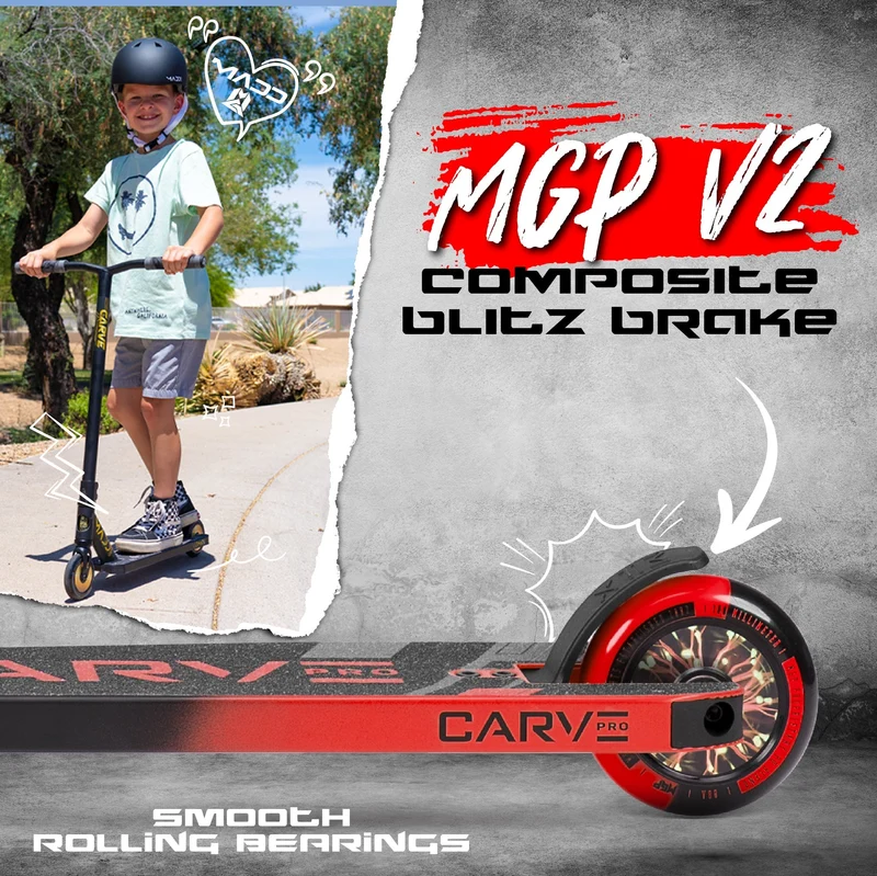 Carve Pro Trick Stunt Scooter - Black-Red